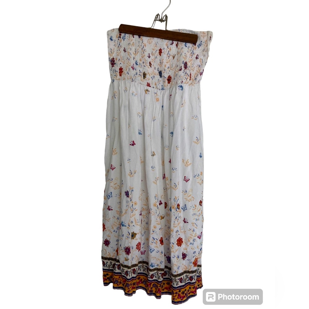Hem & Thread strapless boho midi dress butterfly print